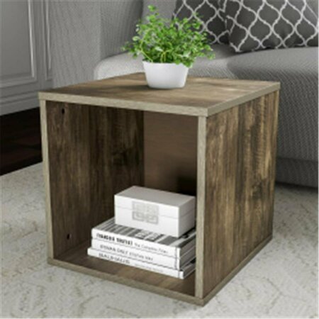 FIXTURESFIRST End Table - Stackable Contemporary Minimalist Modular Cube Accent Table or Shadowbox, Gray FI2005213